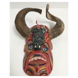 Tribal mask with sheep horns 14" length