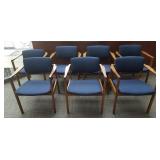 Stow Davis group of 7 walnut upholstered arm