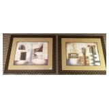 Pair of framed artworks on paper 30" x 36"