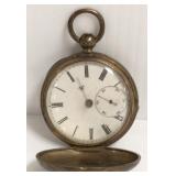 Antique pocket watch with engraved silver hunter