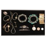 Group including jewelry, 14K gold ladies watch,
