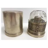 Rare nickel silver camping lamp with ornate