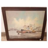 Headerman framed signed antique oil on canvas -