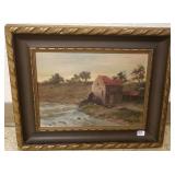 Alex Cowan framed signed antique oil on canvas -