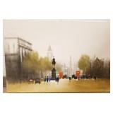 Klitz unframed signed oil on canvas - street scene