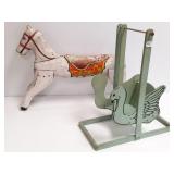 Carved wood antique horse 19" x 24" & swan motif