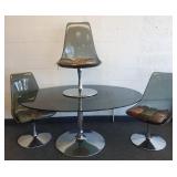 Chromecraft oval dining table with smoke glass top