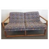 Milo Baughman oak cube sling settee - 1970