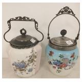 2 Victorian lidded biscuit jars -one Wavecrest ?