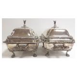 Pair of Sheffield silverplate chafing dishes with