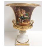 Old Paris style gilt porcelain trophy vase with
