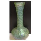 Iridescent Loetz type blown glass vase - 14"h