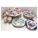 12 pieces antique English Imari, etc. china