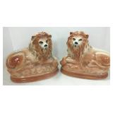 Pair of Staffordshire lion figures (one missing
