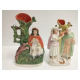 2 Staffordshire figural vases including Red Riding
