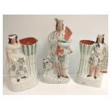 3 large Staffordshire figures including Scottish