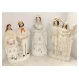 3 large Staffordshire figures including Queen