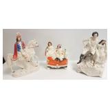 3 large Staffordshire figures including couples &