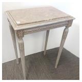 Marble top French carved end table 14" x 20 1/4" x
