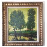 Framed oil painting on board- signed on reverse