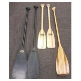 5 assorted canoe paddles- Barton Paddle Co. &