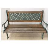 Oak & iron outdoor bench - 50" wide