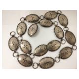 Southwest tested silver stamped concho belt -