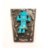 Southwest signed JC tested silver bolo with carved