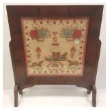 Antique firescreen needlepoint in frame- approx.