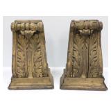 Pair of antiqued carved wood architectural pieces-