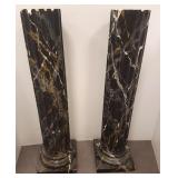 Pair of composition faux marble pedestals -43 1/2"