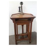 Betumal signed oak telephone stand with fold-up