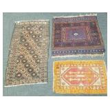 3 handmade oriental rugs; 29" x 52"; 36" x 36";