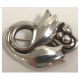 Georg Jensen sterling brooch 1004; 1 3/8"- 6.6