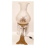 Antique ornate electrified Sinumbra lamp with cut