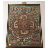 Framed Tibetan handpainted Thangka 23" x 29"