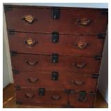 Antique 6 drawer Korean chest with iron hardware