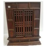 Antique 2 door oriental small cabinet 18" w x 7" d