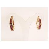 14K gold leverback earrings set with 1/2 carat