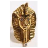 14k gold King Tut ring set with diamonds - size 7