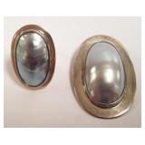 Set signed Suzanne St. Claire sterling & pearl 2"