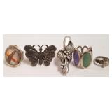 5 sterling rings incl. Desert Rose Trading sizes