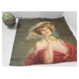 Unframed 1906 lithograph on canvas "Tea Rose" by