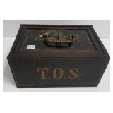 Vintage strong box with key - 6" x 7 1/2" x 11
