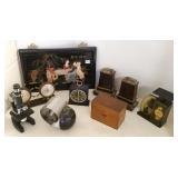Group incl. Oriental plaque, small microscope,