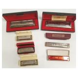 7 assorted Hohner, etc. harmonicas - 4" to 7"