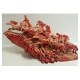 Composition Chinese horse sculpture - 21" L