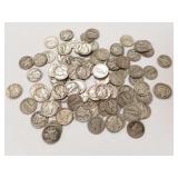 Group of U.S. 90% silver Mercury dimes - 90 coins
