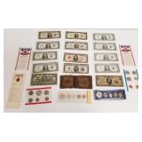 Group of U.S. bank notes, mint sets including 1929