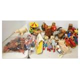 Group including small wood toys, wood figures